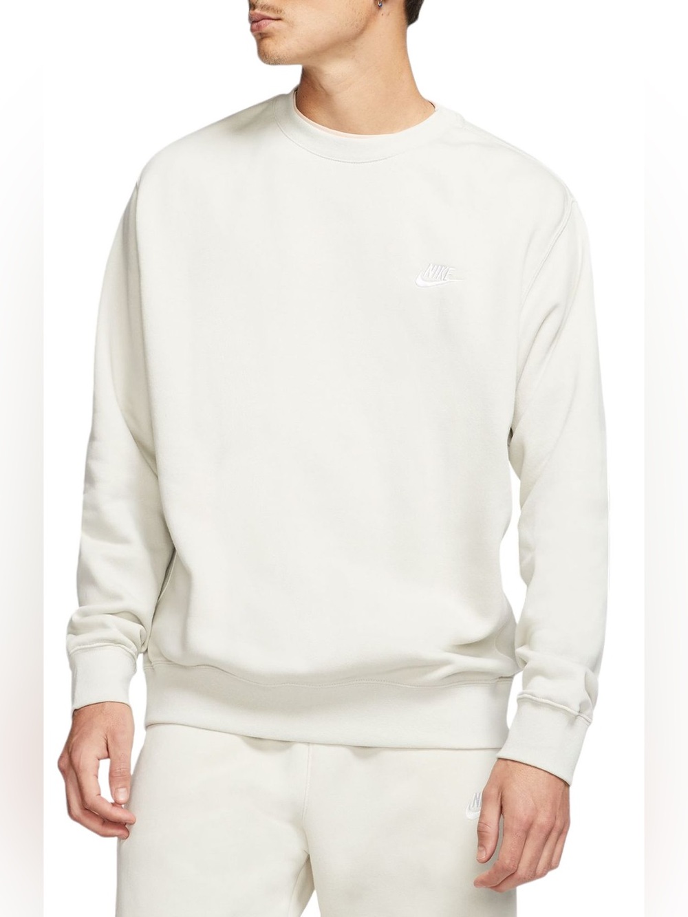 Nike Bone White Sportswear Club Fleece Crewneck Sweatshirt Size Large